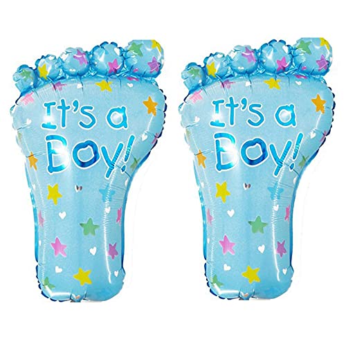 New Born Baby It's A Boy Twin Boys Feet Shaped Blue Color Foil Balloon For