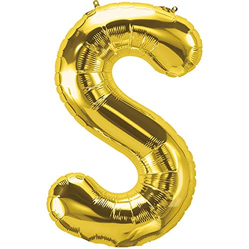 16 Inch Solid S Alphabets / Letters Gold Foil Party Balloon