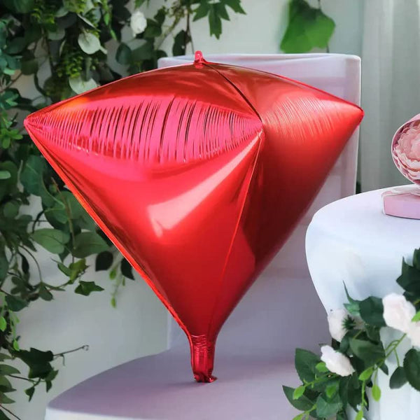16 Inch 4D Diamond Foil Balloons Helium Diamond Balloon (Red)