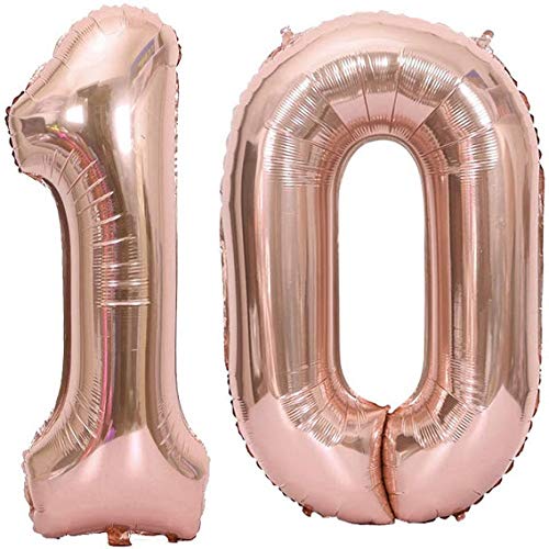 32 Inch Solid 10 Number Rosegold Foil Balloon