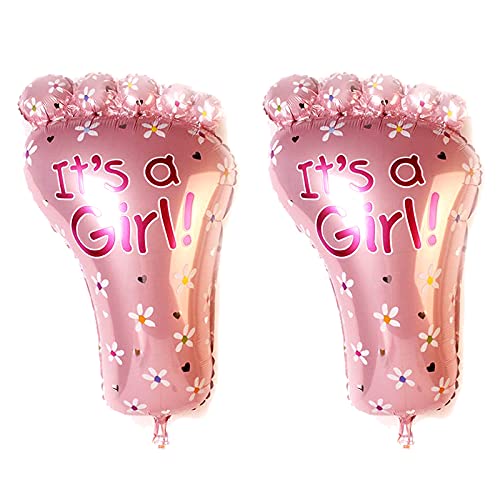 New Born Baby It's A Girl Twin Girls Feet Shaped Pink Color Foil Balloon