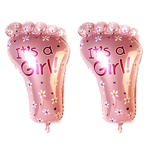 New Born Baby It's A Girl Twin Girls Feet Shaped Pink Color Foil Balloon