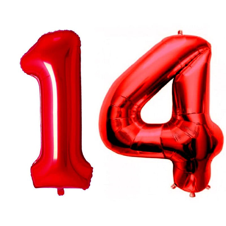 16 Inch Solid 14 Number Red Foil Balloon