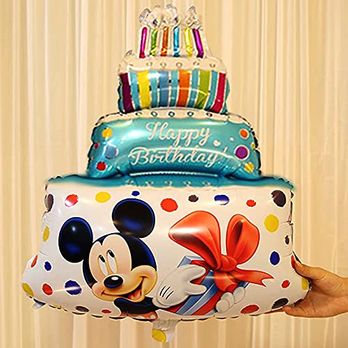 Blue Mickey And Minnie Birthday Party Cake Bowknot Foil Balloons And Latex Balloons (Pack of 23)
