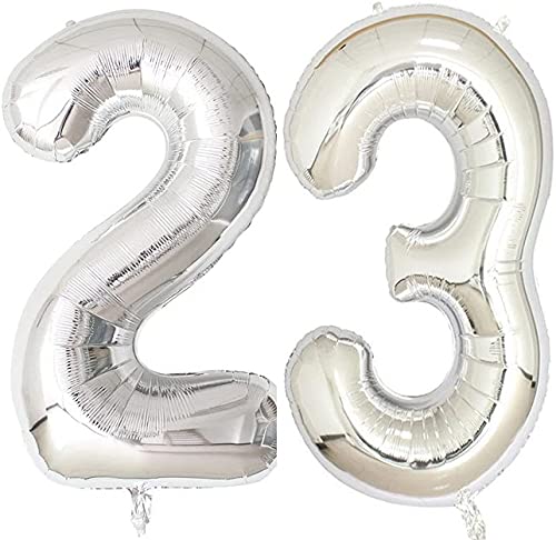16 Inch Solid 23 Number Silver Foil Balloon