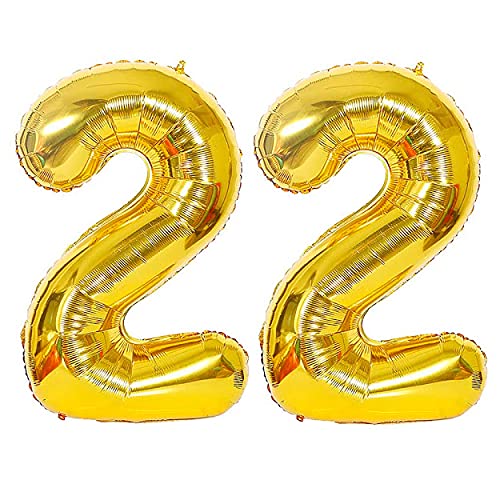 32 Inch Solid 22 Number Gold Foil Balloon