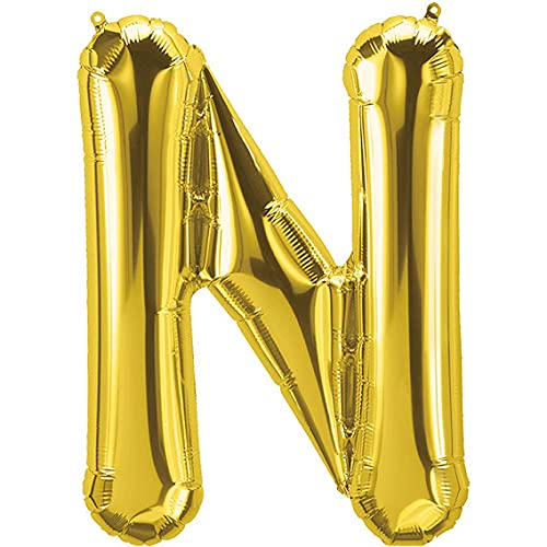 16 Inch Solid N Alphabets / Letters Gold Foil Party Balloon