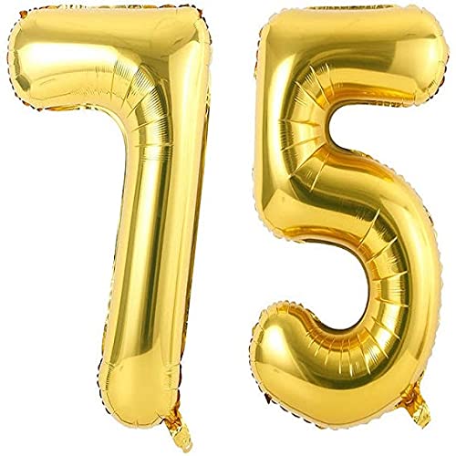 32 Inch Solid 75 Number Gold Foil Balloon