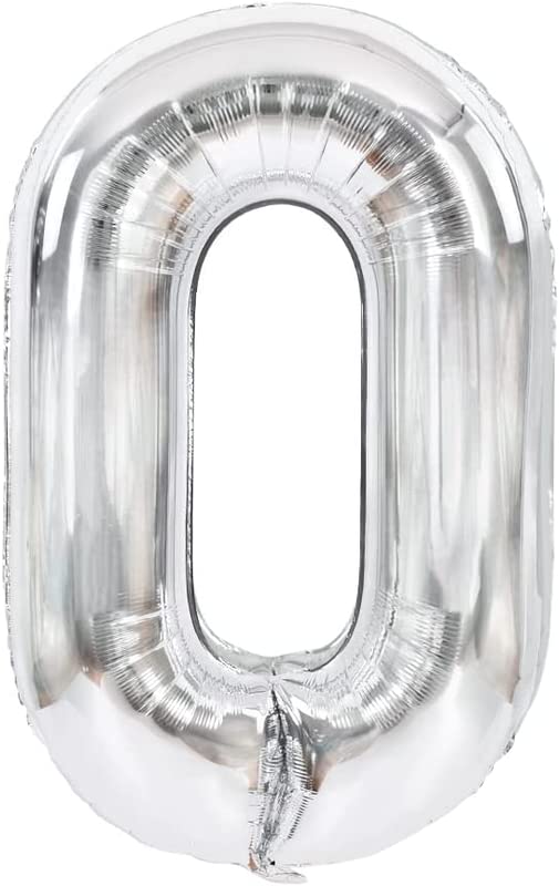 40 Inch Solid  0 Number Silver Foil Balloon