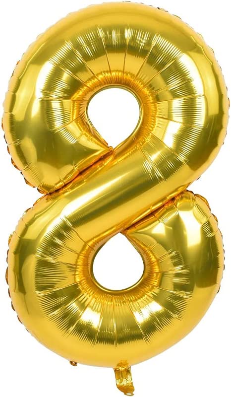 40 Inch Solid  8 Number Gold Foil Balloon