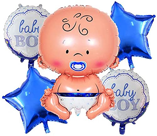 New Born Baby Boy Shape Shower And Welcome Party Foil Balloons Decoration Set (Pack of 5)