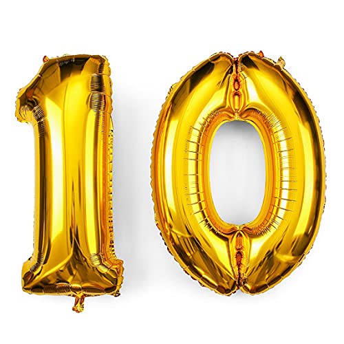 16 Inch Solid 10 Number Gold Foil Balloon