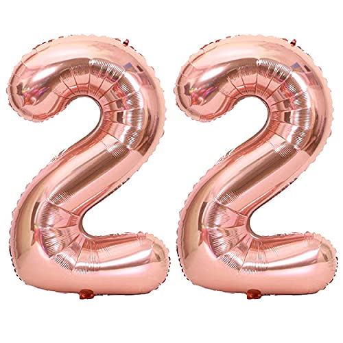32 Inch Solid 22 Number Rosegold Foil Balloon