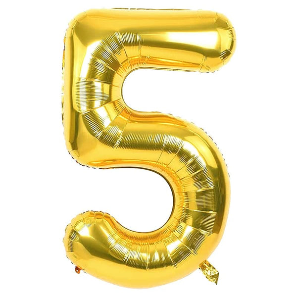 40 Inch Solid  5 Number Gold Foil Balloon