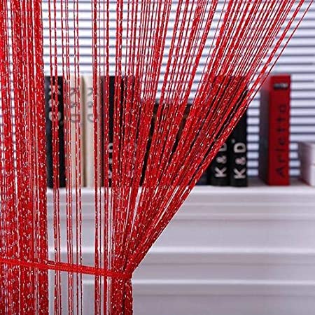 3Ft X 6Ft Red Color With Sparkle String Curtains Hanging