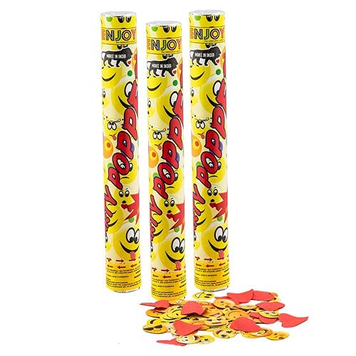 12 Inch Sparkle Smiley Faces Paper Shower Party Poppers (Pack of 2)