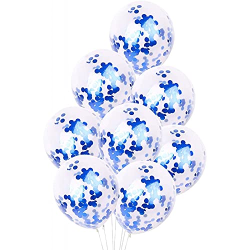 Blue Confetti Latex Glitter Balloons