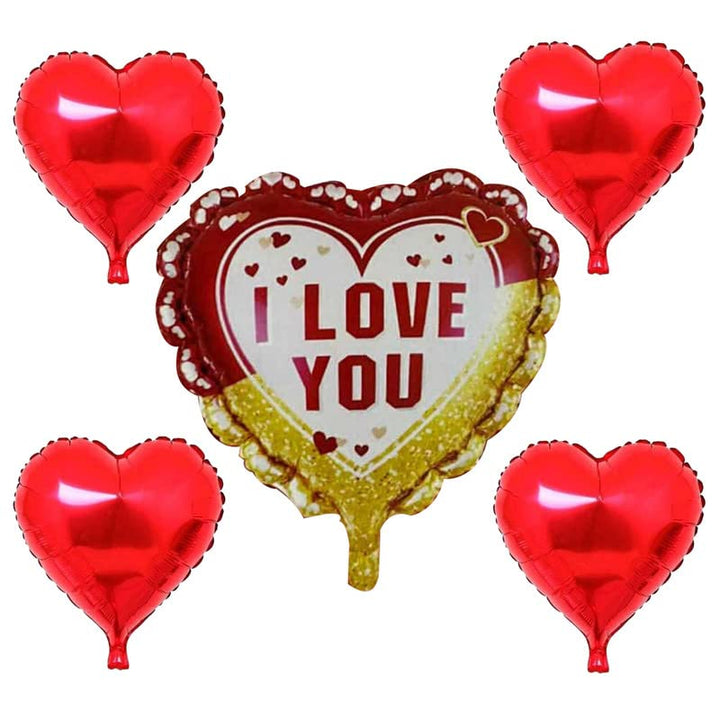 18 Inch Multicolor Heart Shape I Love You Foil Balloon (Pack of 5)