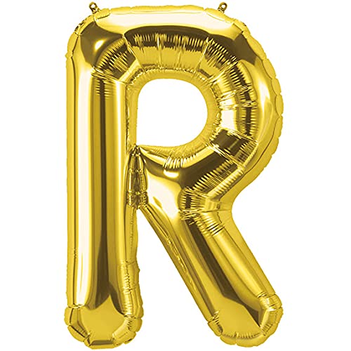 16 Inch Solid R Alphabets / Letters Gold Foil Party Balloon