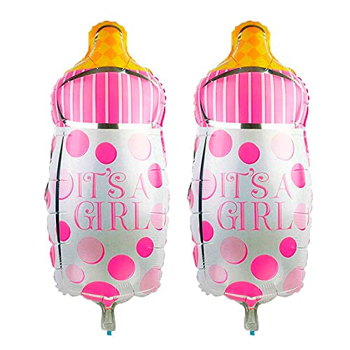 New Born Baby It's A Girl Twin Girls Feeder Bottle Shaped Pink Color Foil Balloon