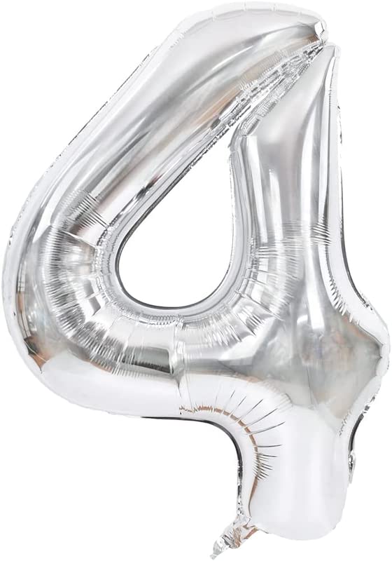 40 Inch Solid  4 Number Silver Foil Balloon