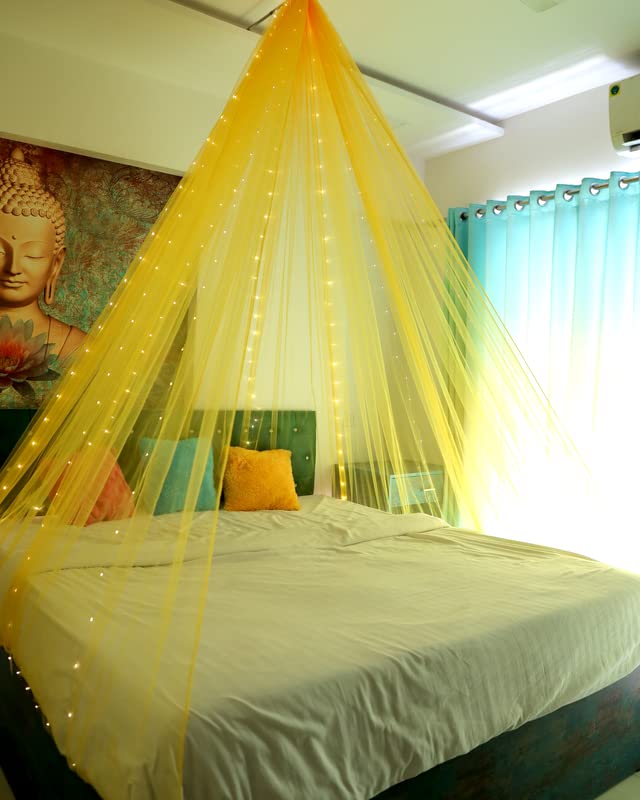 Golden Yellow Color Decoration Net Cabana Tent  (With 10M Led Light)