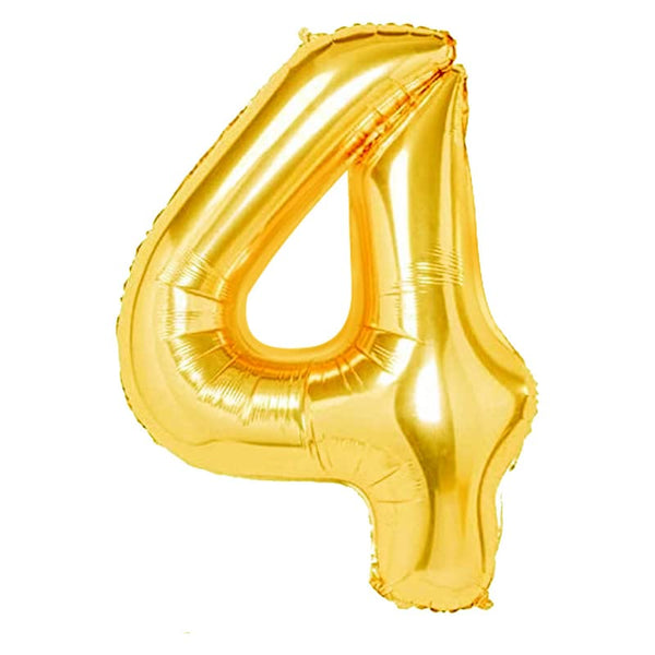 40 Inch Solid  4 Number Gold Foil Balloon