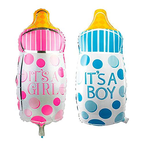 New Born Baby It's A Boy & It's A Girl Feeder Bottle Shaped Blue, Pink Color Foil Balloon