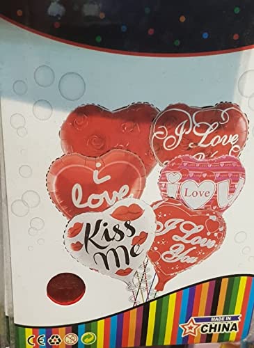 18 Inch Multicolor Heart Shape I Love You Foil Balloon (Pack of 6)