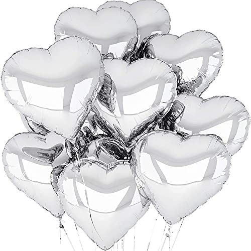 18 Inch Silver Heart Shape Foil Balloon