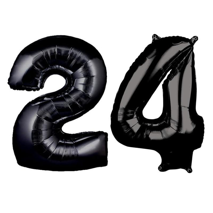 32 Inch Solid 24 Number Black Foil Balloon