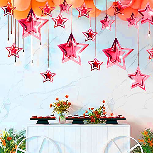 Red 3D Star Shape Hanging Party Decoration Kit (Pack of 11)