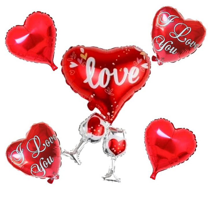 18 Inch Red Printed Heart Shape I Love You Foil Balloon (Pack of 5)