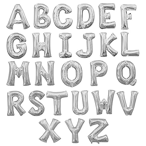 16 Inch Solid J Alphabet / Letters Silver Foil Party Balloon