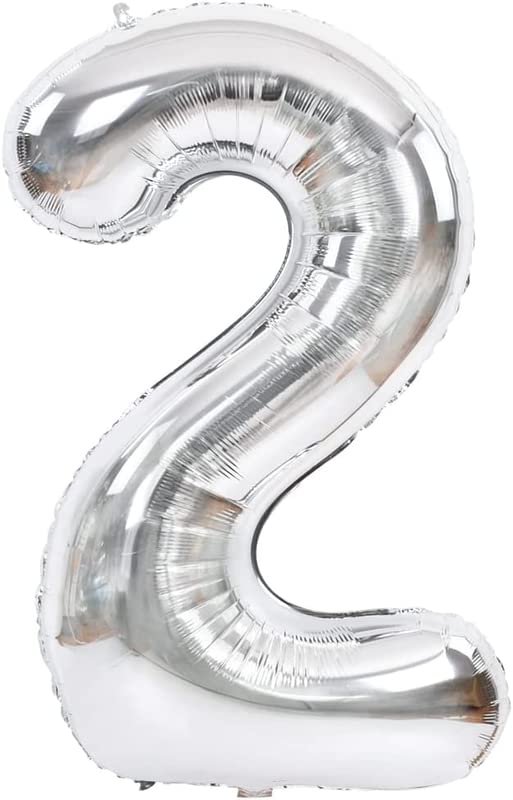 40 Inch Solid  2 Number Silver Foil Balloon