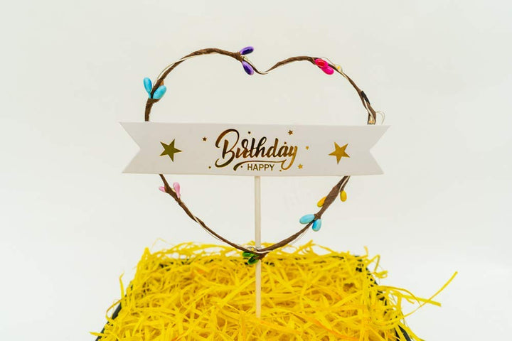 3 Inch Happy Birthday Heart Shape Multicolor Led Cake Toppers