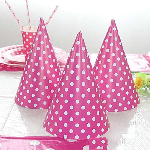 Pink Polka Dot Happy Birthday Party Hat (Pack of 10)