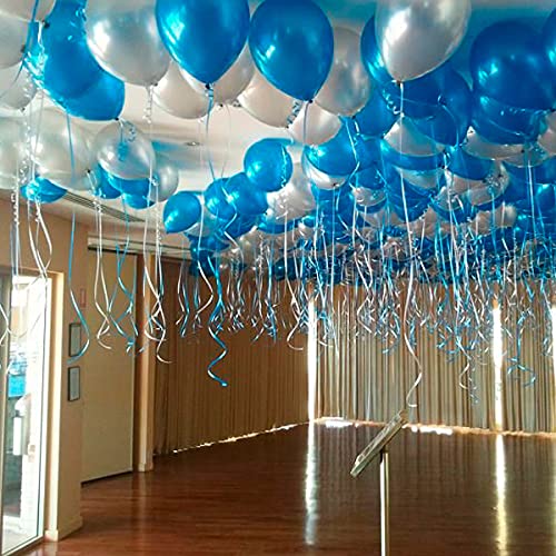 Solid Party Celebration Balloons Combo With Two Colors Blue & Silver Balloon