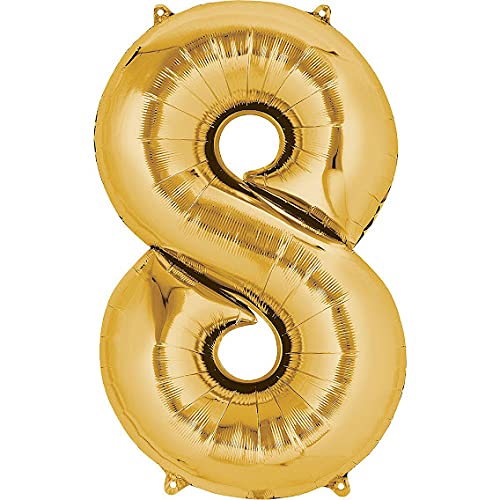 16 Inch Solid 8 Number Gold Foil Balloon