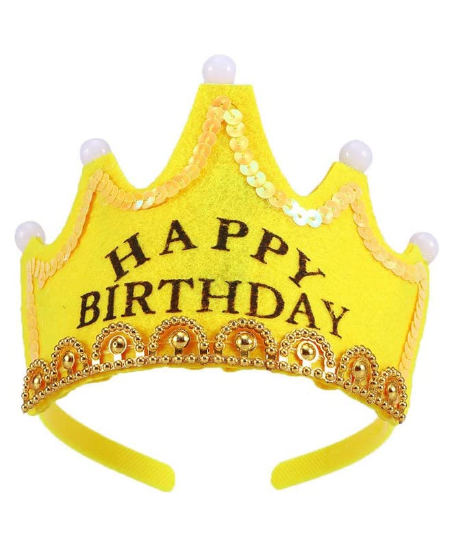 Flashing Happy Birthday Led Light Up Crown(Yellow)  (Pack of 1)