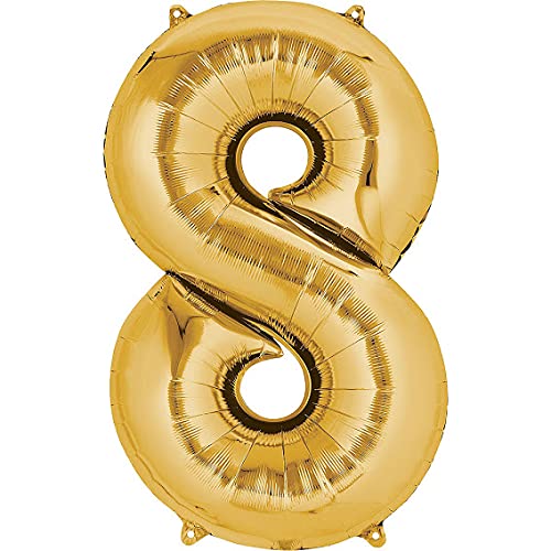 32 Inch Solid 8 Number Gold Foil Balloon