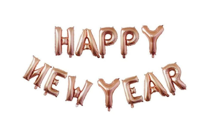 16 Inch Rose Gold Happy New Year Letter Foil Balloon (Pack of 12)