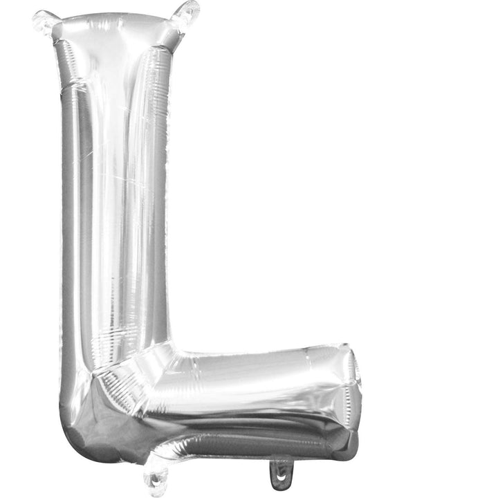 16 Inch Solid L Alphabet / Letters Silver Foil Party Balloon
