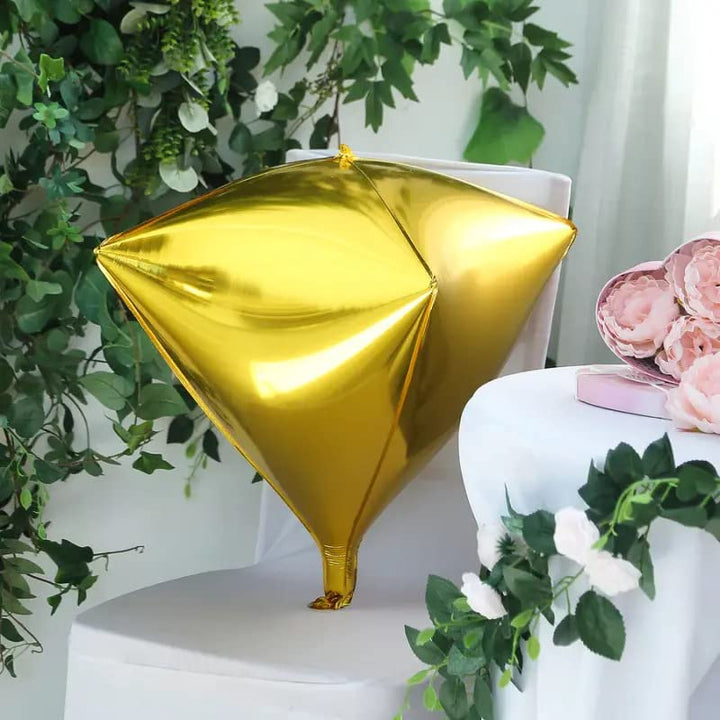 16 Inch 4D Diamond Foil Balloons Helium Diamond Balloon (Golden)