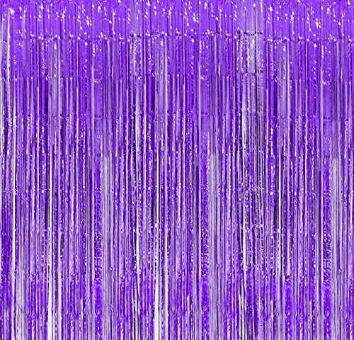 3Ft x 6Ft Purple Fringe Striped Curtains