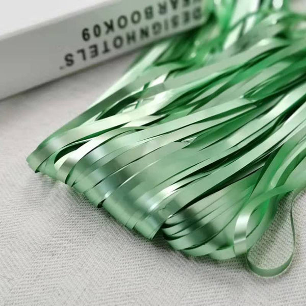 3ft x 6ft Pale Green Matt Finish Chrome Foil Fringe Curtains