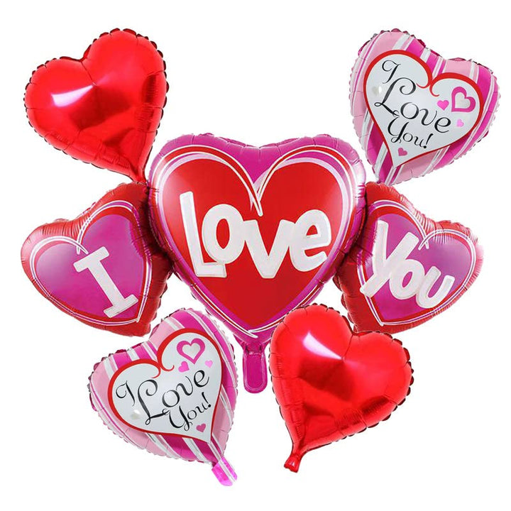 18 Inch Multicolor I Love You Heart Shaped Foil Balloon (Pack of 5)
