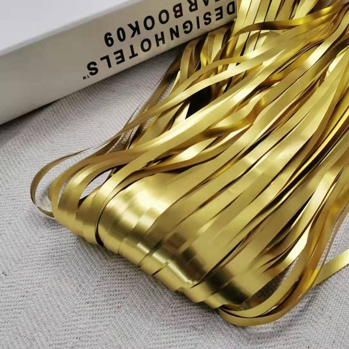 3ft x 6ft Light Gold Matt Finish Chrome Foil Fringe Curtains