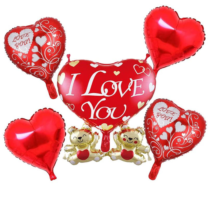 18 Inch Red I Love You Heart Printed Foil Balloon (Pack of 5)