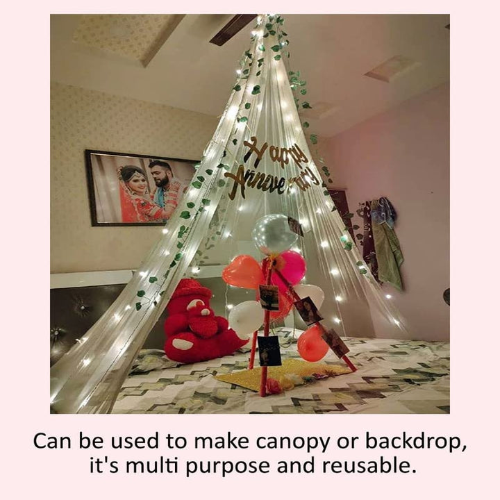 cabana tent decor Pink Decoration Net Cabana Tent (With 10M Led Light) – Selibration
